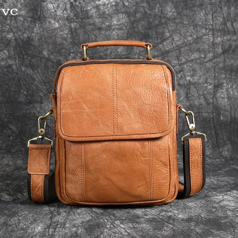 Top Trends: Vintage Shoulder Bag Men&#039;s Leather Casual Crossbody Bag Head Layer Cowhide Matte Simple Crossbody Bag For Men Shoppable Styles