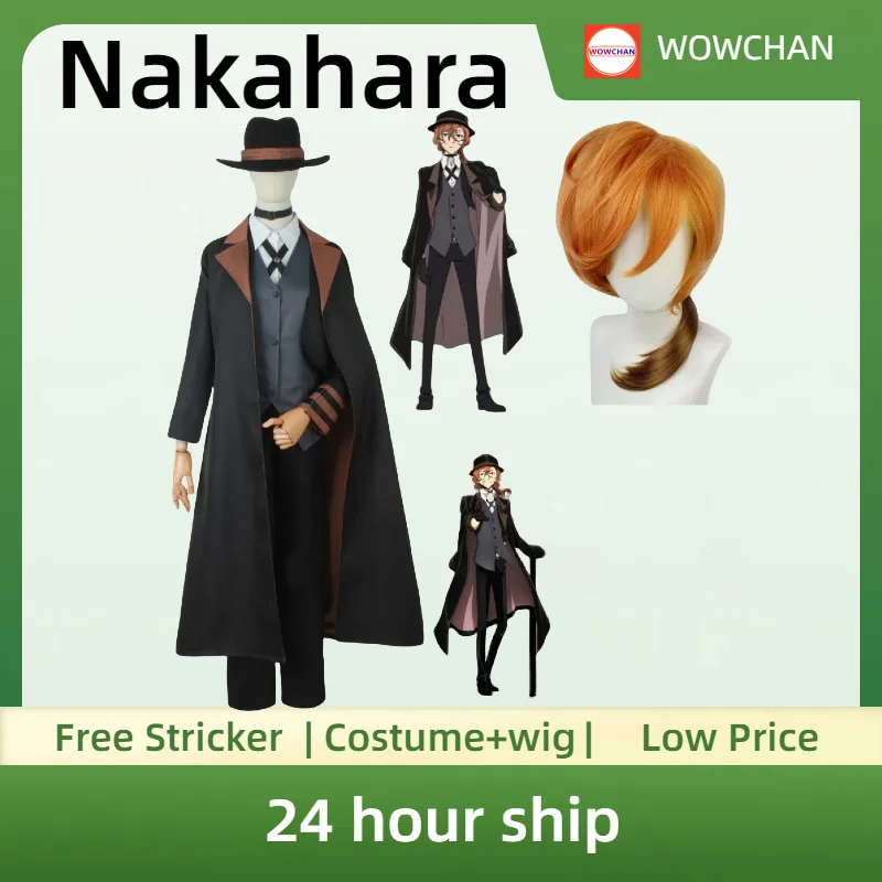 Top Trends: Cosplay Bungo Stray Dogs Anime Nakahara Chuuya Costume Wig Sets Halloween Party For Woman Men Black Clothes Shoppable Styles