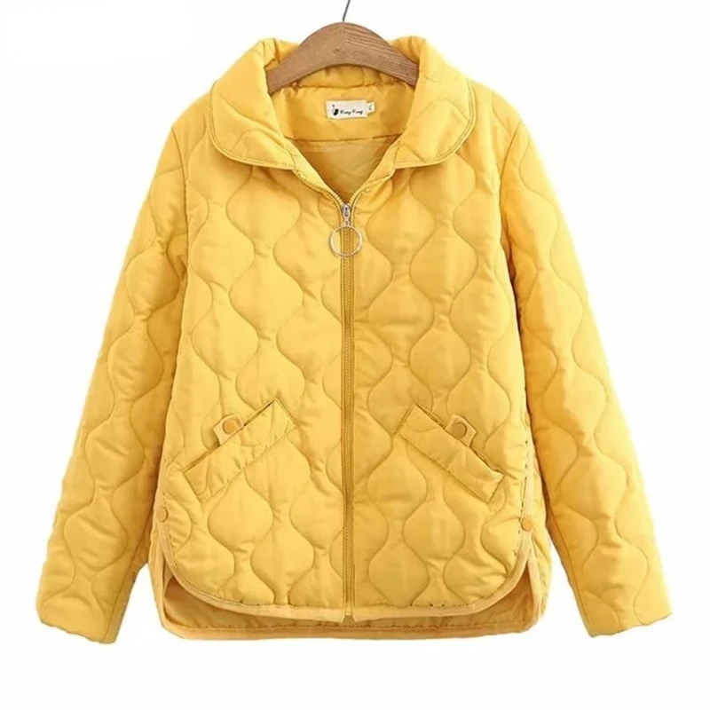 Top Trends: Women Clothing Short Parka XL-4XL Autumn Winter Thin Padded Jacket Warm Simple Loose Buttons Split On Both Sides Quilted Coat Shoppable Styles