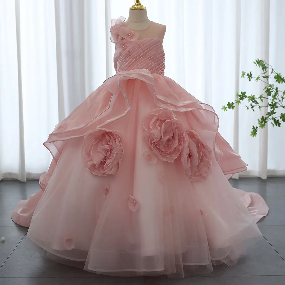 Top Trends: Jill Wish Elegant Blush Pink Girl Dress Arabic 3D Flowers Princess Gown Kids Wedding Birthday Communion Party Quinceañera J252 Shoppable Styles - Image 2