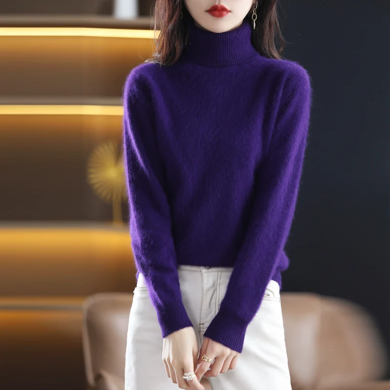 Top Trends: Winter Women&#039;s Sweater High Neck Pullover Mink Cashmere Knit Long Sleeve Warm Solid Color Fashion Warm Loose 2023 New Bottom Top Shoppable Styles