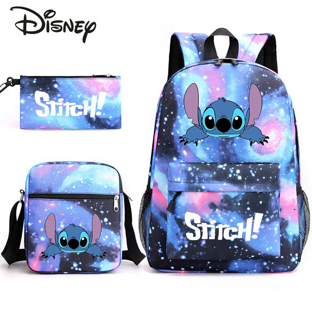 Top Trends: Disney Stitzer Three-piece Student School Bag Fashion Large Capacity Men&#039;s Backpack Multi-functional Storage Travel Backpack Shoppable Styles