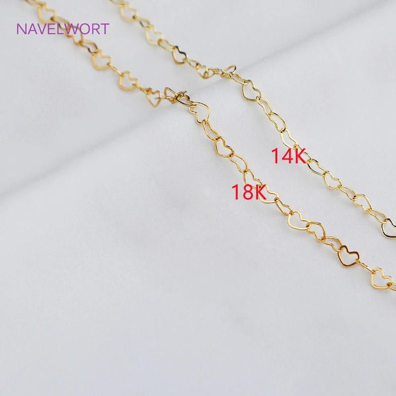 Top Trends: 2 Sizes 14K Gold Plated Heart Shape Link Chains Brass Metal Bulk Chains For DIY Bracelet Necklace Jewelry Making Findings Shoppable Styles - Image 5