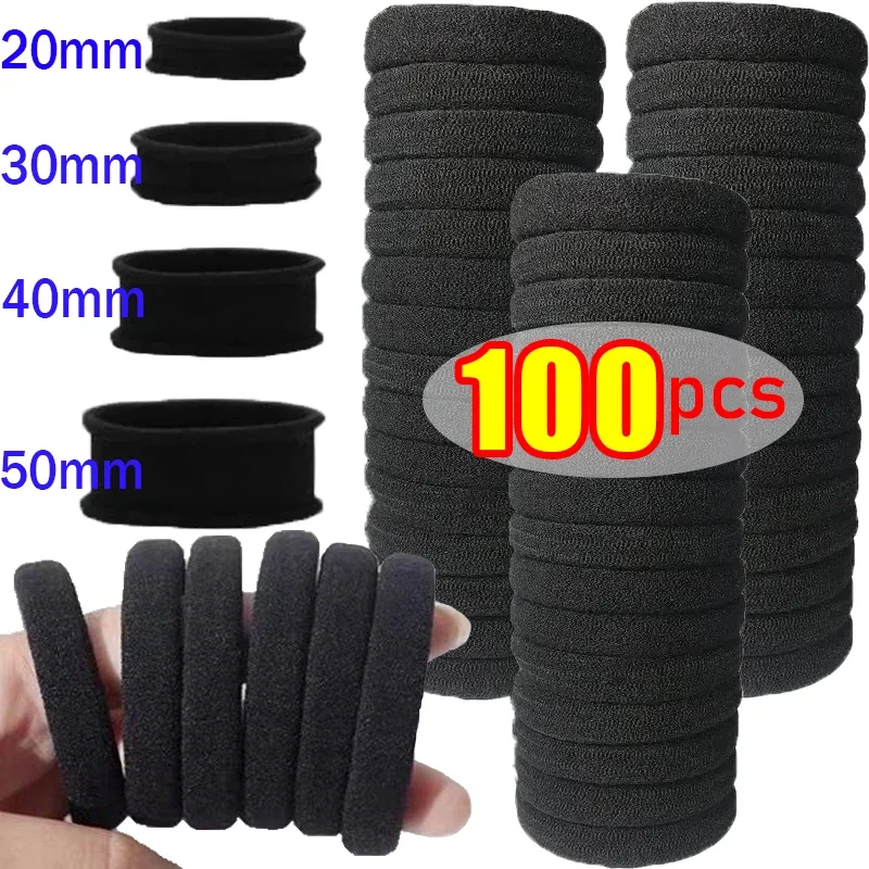 Top Trends: 10 / 100pcs Black Basic Hair Bands Women Girls Simple High Elastic Rubber Ropes Scrunchies Headband Ties Ponytail Holders 2-5cm Shoppable Styles