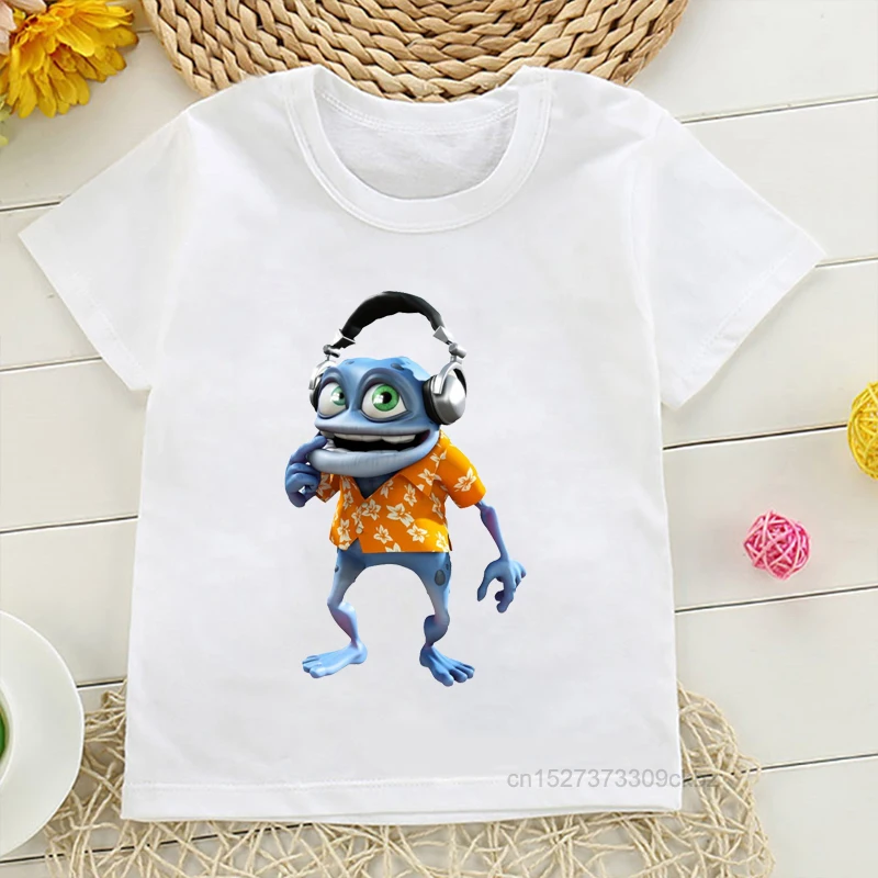 Top Trends: 2022 New Boys T-Shirt Funny Crazy Frog Anime Cartoon Print Kids Short-Sleeve Hip-Hop Children Clothes White Shirt Tops Shoppable Styles