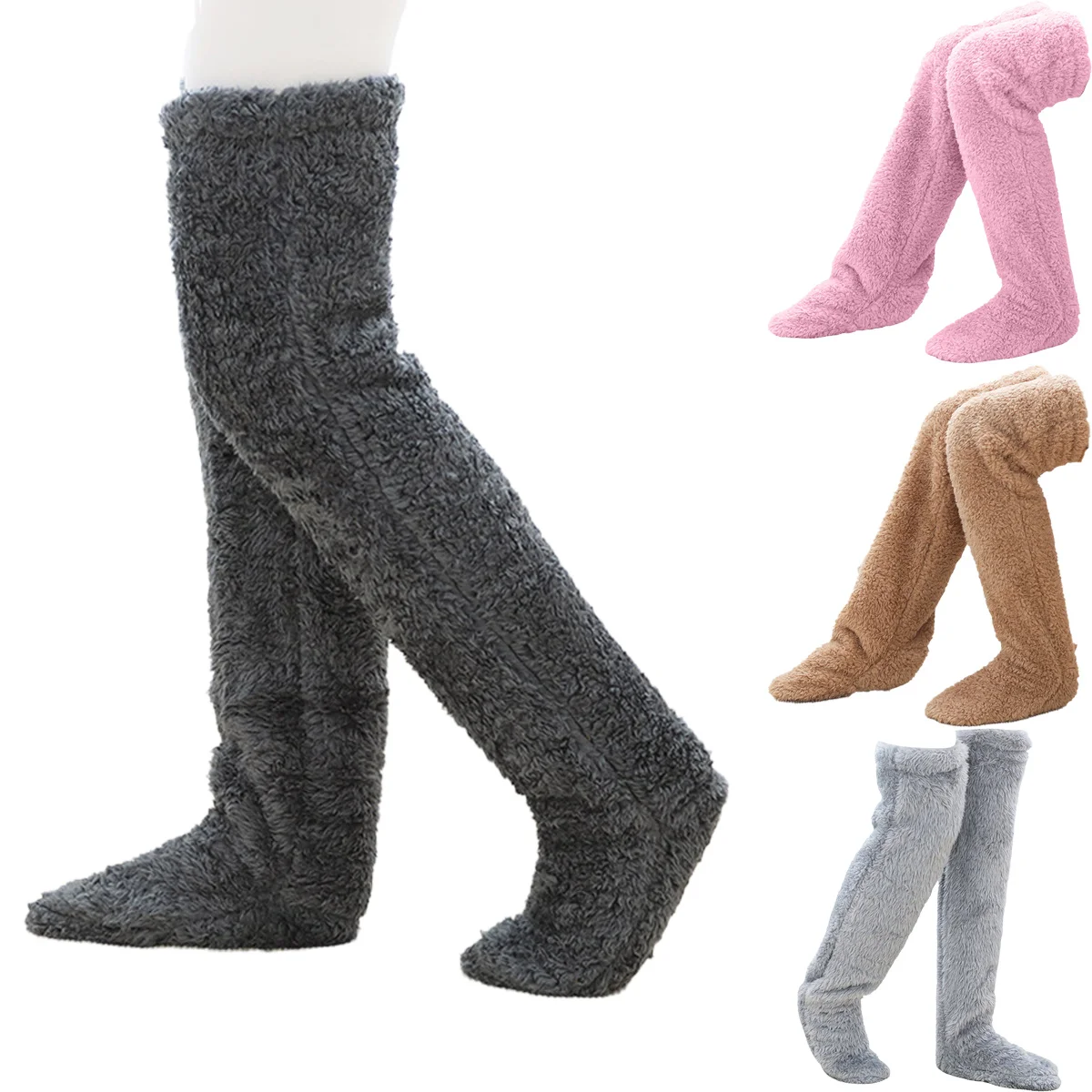 Top Trends: Fluffy Over Knee Stockings Leg Warmers Stocking Winter Warm Knee Leg Cover Home Solid Sleep Socks Thick Woolen Fuzzy Stockings Shoppable Styles