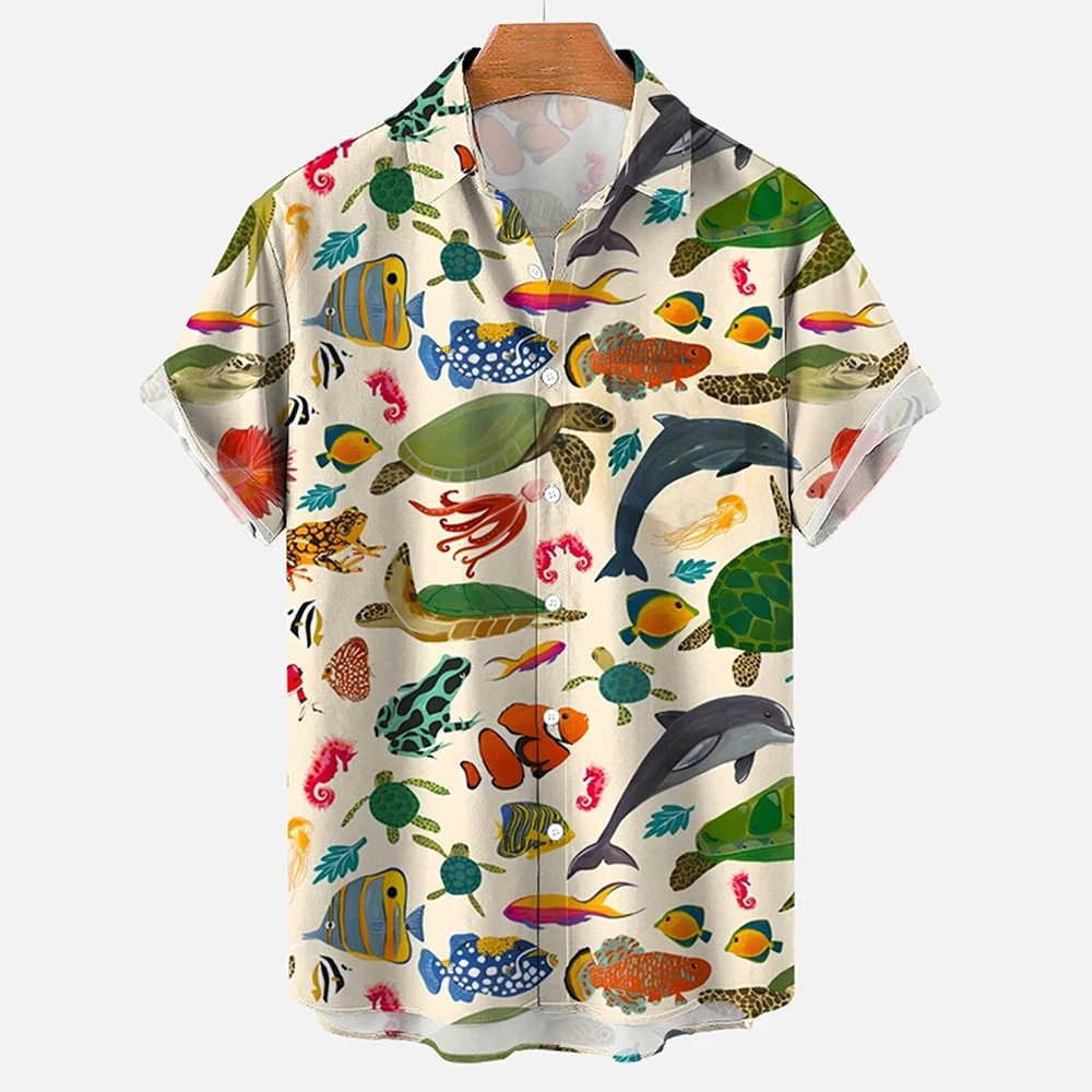 Top Trends: Fashionable Summer Turtle Print Shirts Hawaiian Button Shirts Men's Summer Beach Short Sleeved Shirts Casual Men's Lapel Shirts Shoppable Styles