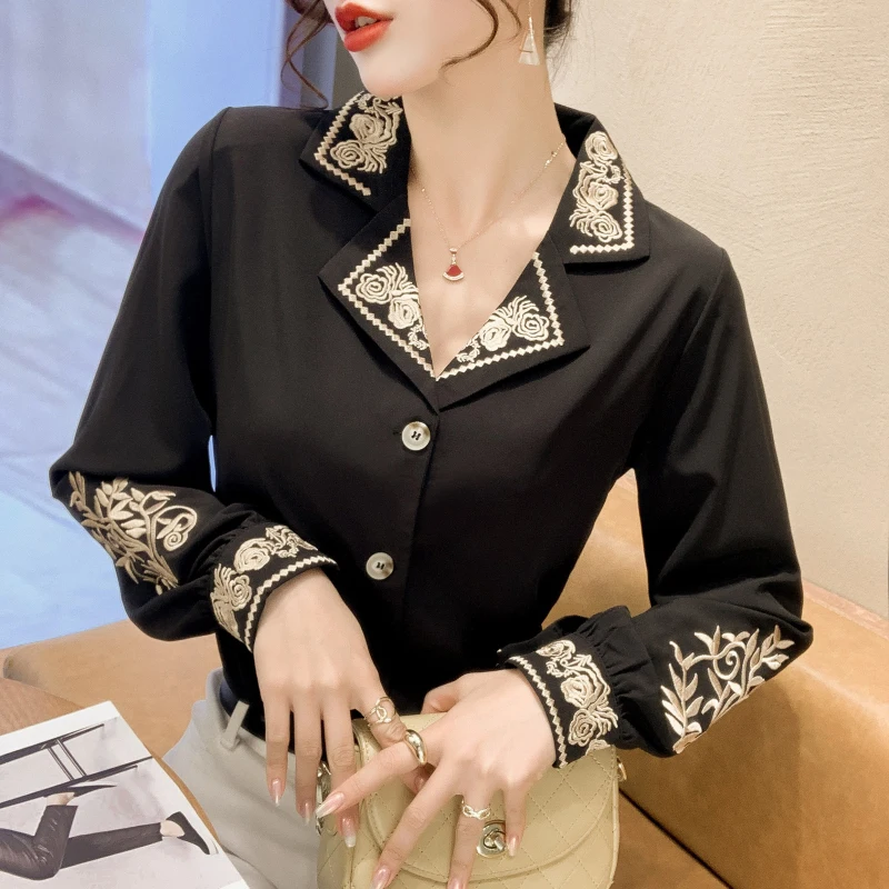 Top Trends: Chiffon Women's Blouse Large Size Embroidery Shirt Summer Elegant Long Sleeves Loose Korean Style Top Female Clothing YCMYUNYAN Shoppable Styles