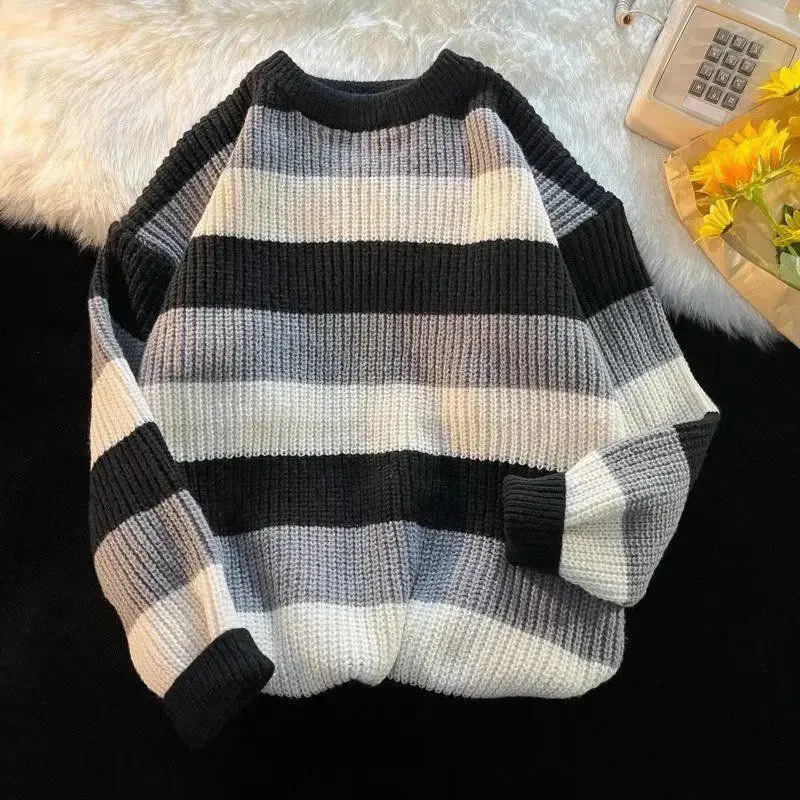 Top Trends: American Winter Warm Knitted Sweater Fashion Korean Personalized Street Y2K Couple Simple Thickened Long Sleeve Sports Hoodie Shoppable Styles