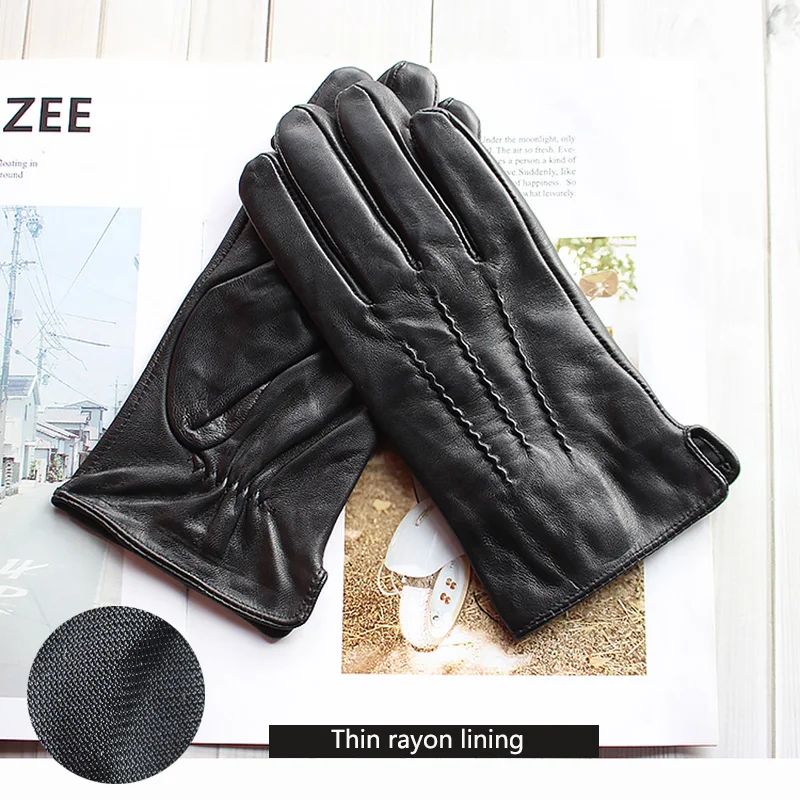 Top Trends: Leather Gloves Men's Sheepskin Single Layer Unlined Thin Spring And Autumn Outdoor Motorcycle Riding Driver Driving Gloves Shoppable Styles - Image 3