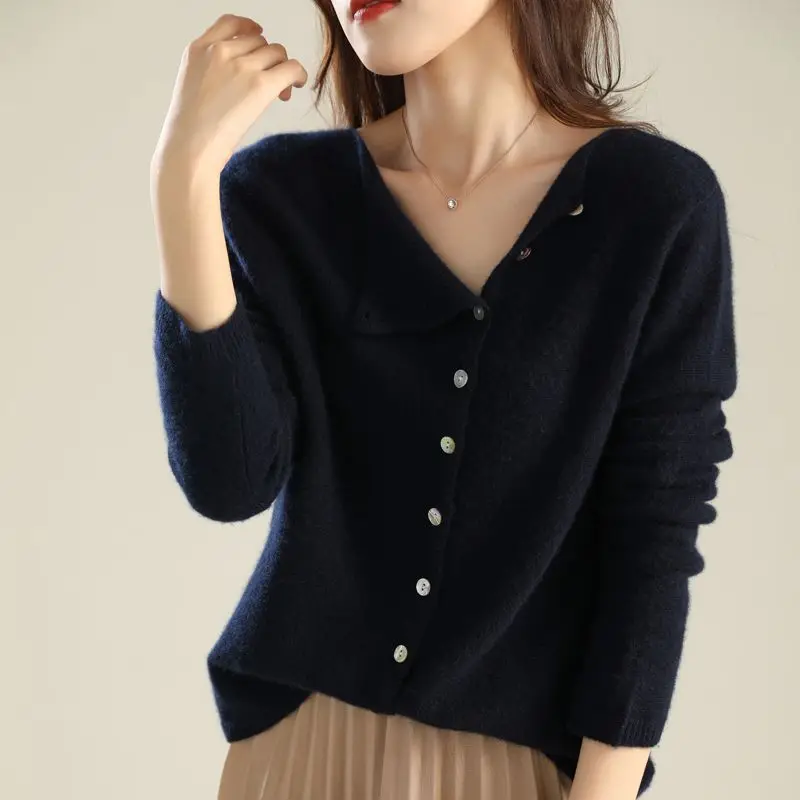 Top Trends: Women Clothing 2023 Autumn Winter Simple Casual Long Sleeve Knitwear Soft Comfortable Solid Slim Button Knitted Sweater Cardigan Shoppable Styles - Image 6