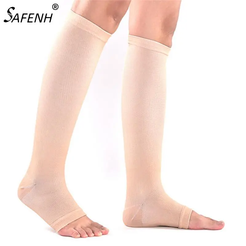 Top Trends: Compression Level Support Knee High Tip Open Varicose Socks Medical Elastic Toeless Socks Shoppable Styles