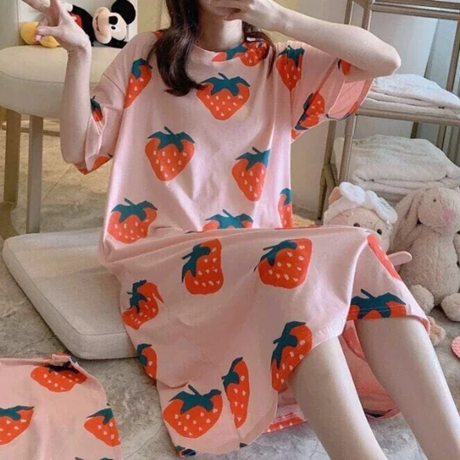 Top Trends: 2023 Summer Nightdress For Women Plus Size Cute Cartoon Loungewear Short Sleeved Nighty For Ladies Female Lingerie Sleepwear Shoppable Styles