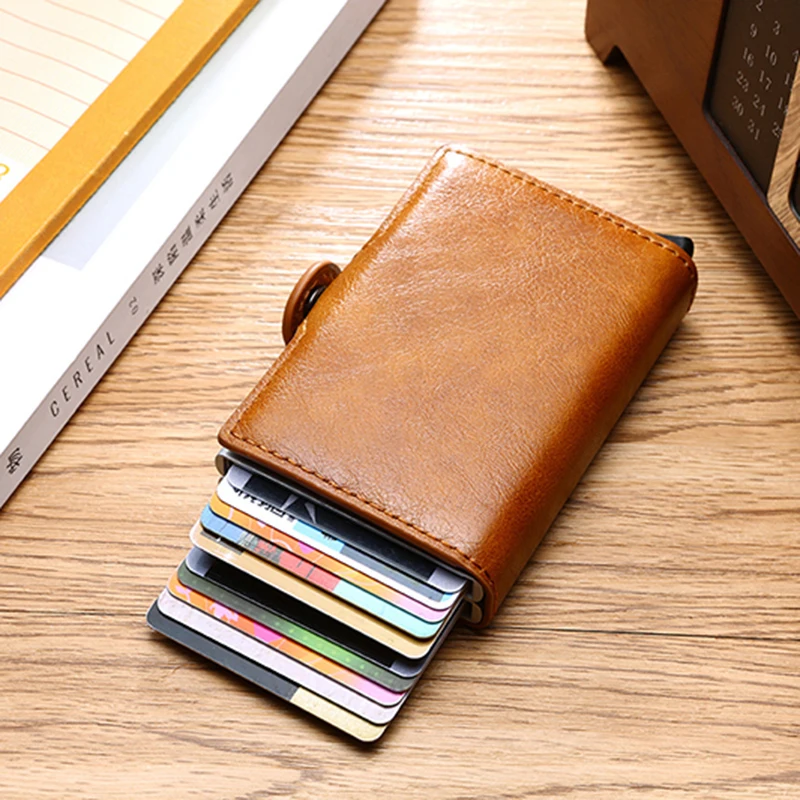 Top Trends: Men Credit Cards Holder Wallet Leather RFID Cardholder Mini Luxury Bank Card Case Women Card Purse Dropshipping Shoppable Styles