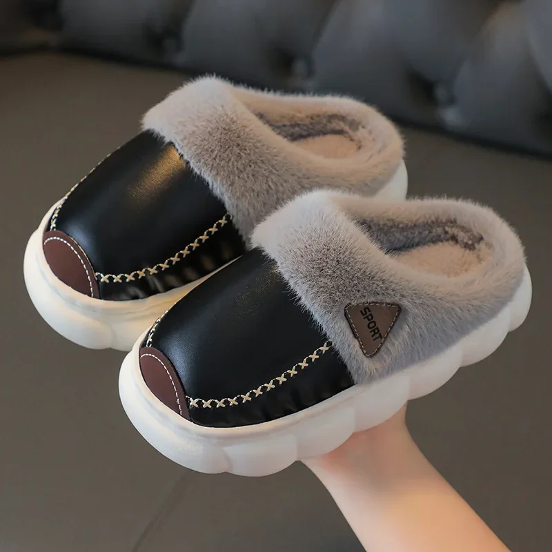 Top Trends: Women&#039;s Cotton Slippers Winter Shoes Plush Woman Warm Waterproof Indoor Leather Slippers Little Girls Soft Sole Home Shoes Shoppable Styles