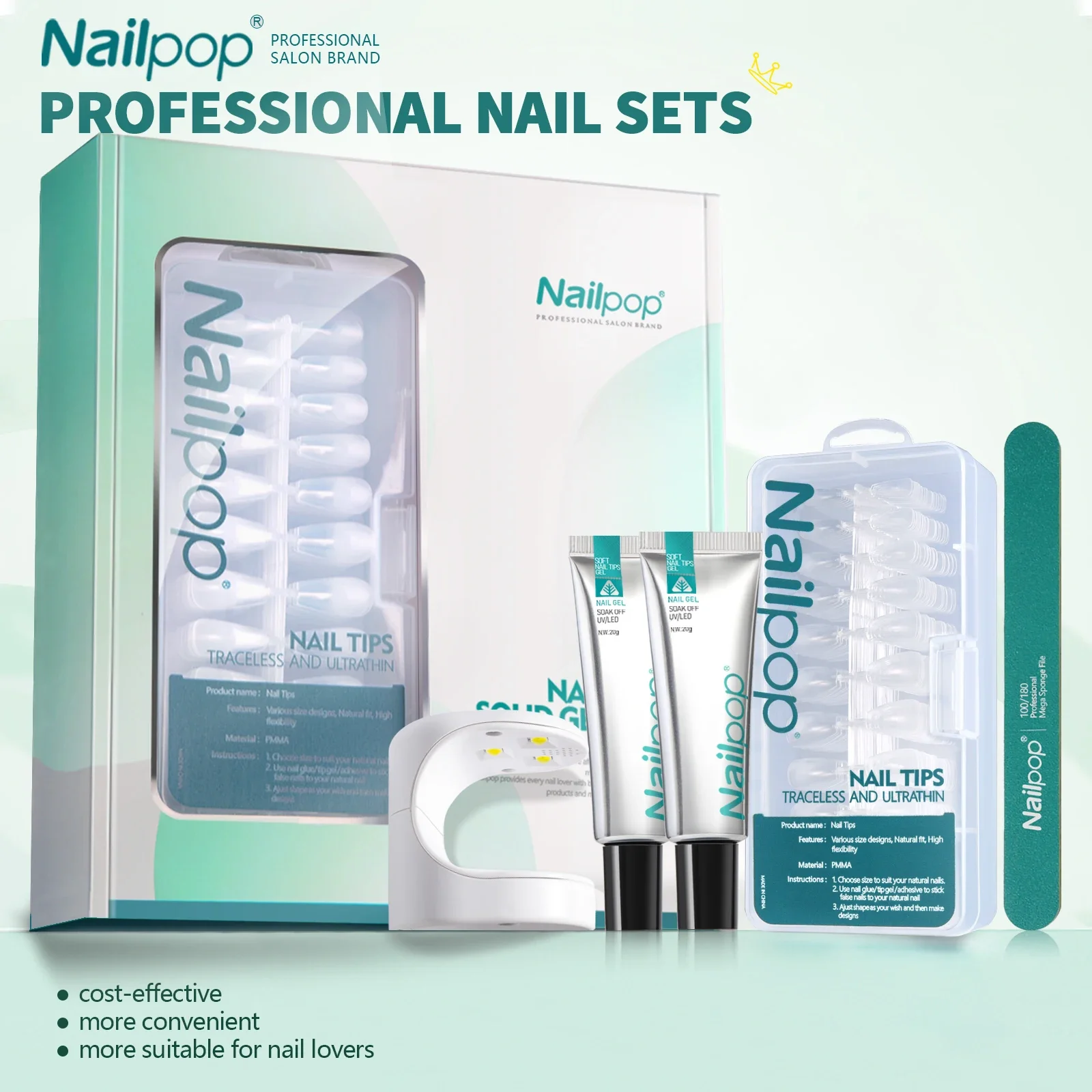 Top Trends: Nailpop Nail Tips And Glue Gel Nail Kit Fast Nail Extension Set With Soft Gel UV Lamp 600Pcs Semi Matte Nails And Files Tools Shoppable Styles