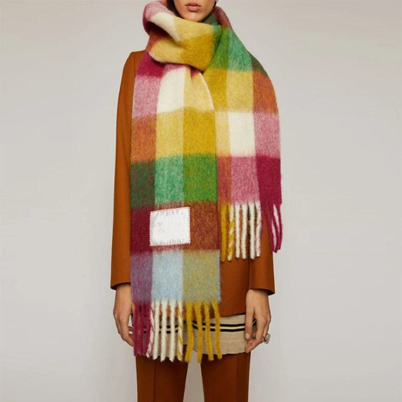 Top Trends: Luxury Brands Women's Ac Cashmere Scarf Rainbow Plaid Stripe Warm Shawl Wraps Plush Tassel Blake Men's Fashion Blanket Studios Shoppable Styles