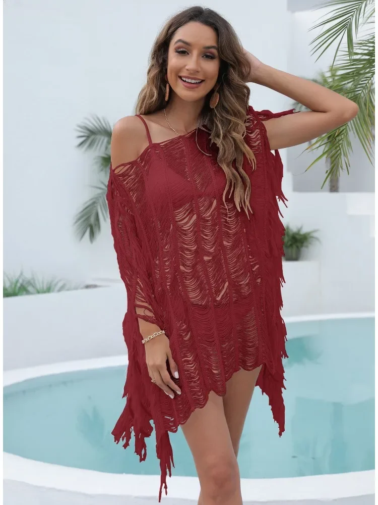 Top Trends: Beach Swimsuit Cover Up Summer Dress Swimwear Women Bikini Swimsuits Dresses One Line Neck Hollow Sexy Beach Cover-ups Beachwear Shoppable Styles