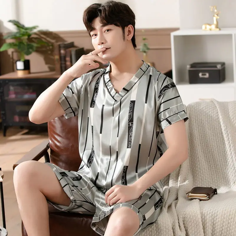 Top Trends: Pullover Silk Men Summer Trousers For Men Pajamas With Shorts New Leisure Tops Men Nightwear Home Shorts Satin Sleepwear Shoppable Styles