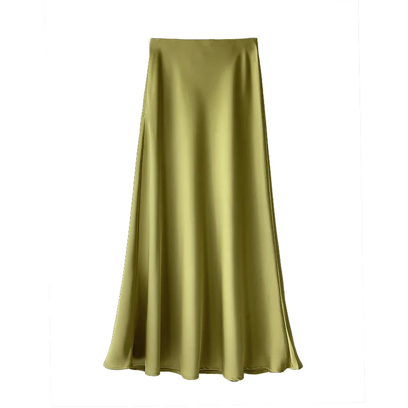 Top Trends: Maxi Satin Fake Silk Skirt Women's Summer High Waist Elegant Thin Step Fishtail Wrapped Hip Long Skirt Woman Shoppable Styles - Image 6