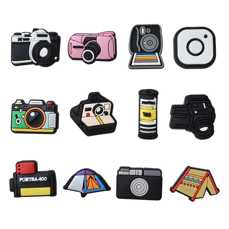 Top Trends: 1pcs Camera Shoe Charms Fits For Crocs Kids Women X-mas Gifts Birthday Party PVC Pins X-mas Decorations Buckle Shoe Accessories Shoppable Styles