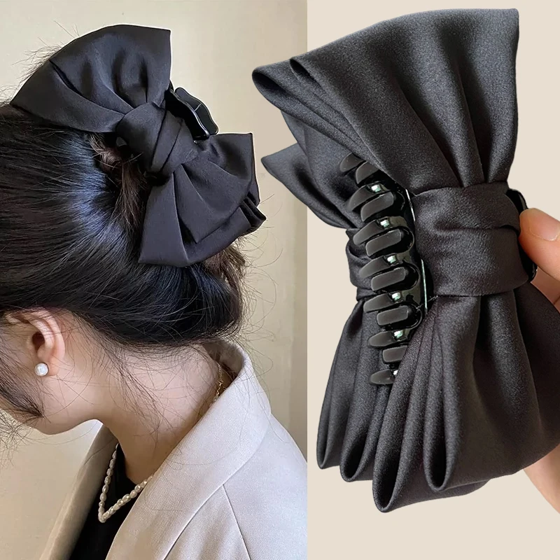 Top Trends: Large Bowknot Hair Claws Clip Shark Claw Hair Clips Solid Bow Hairpin Barrettes For Ponytail Women Hair Accessories Headband Shoppable Styles