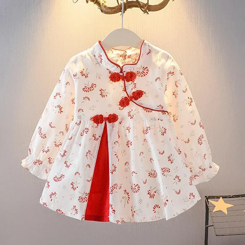 Top Trends: Cheongsam Long Sleeve Baby Girl Princess Dress Little Girl Dress Spring And Autumn New Children&#039;s Clothes Girls Hanfu Shoppable Styles