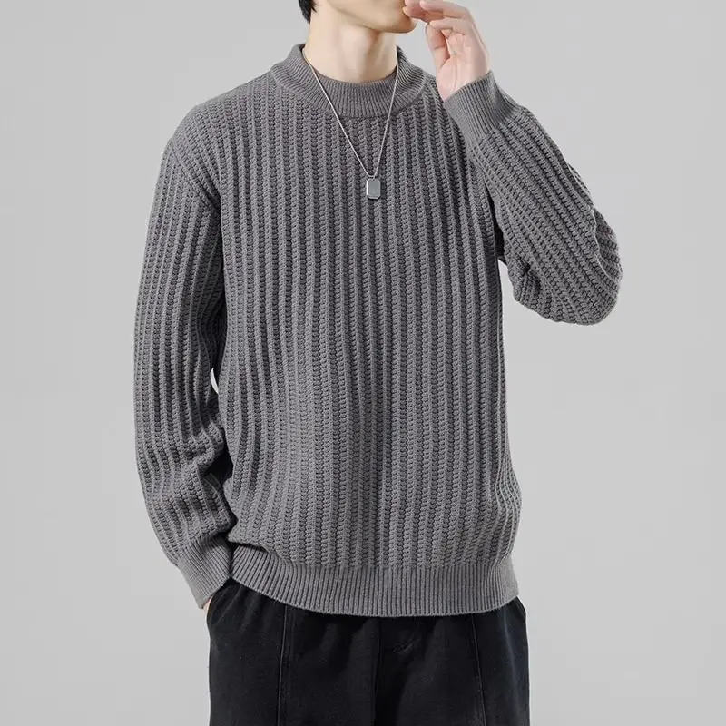 Top Trends: Fashion Solid Color Loose All-match Sweaters Men&#039;s Clothing 2023 Autumn Winter Oversized Knitted Korean Pullovers Casual Tops Shoppable Styles