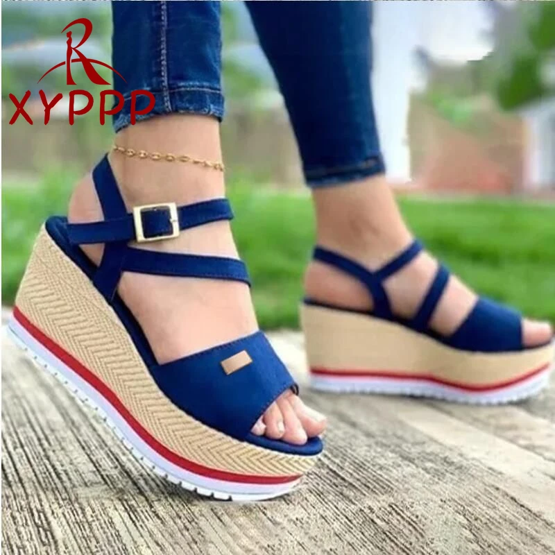 Top Trends: 2022 Women Wedge Sandals Summer Peep Toe New Plus Size 43 Female Shoes Solid Color Backstrap Comfortable Casual Women&#039;s Sandals Shoppable Styles