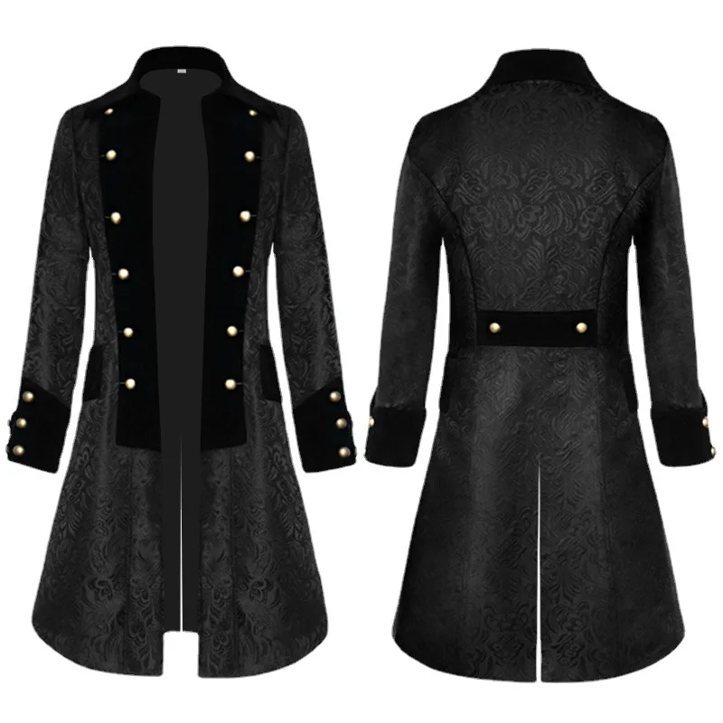 Top Trends: Men Floral Jacquard Velvet Tailcoat Jacket Steampunk Gothic Halloween Black Male Long Jackets Vintage Victorian Fashion Man Coat Shoppable Styles