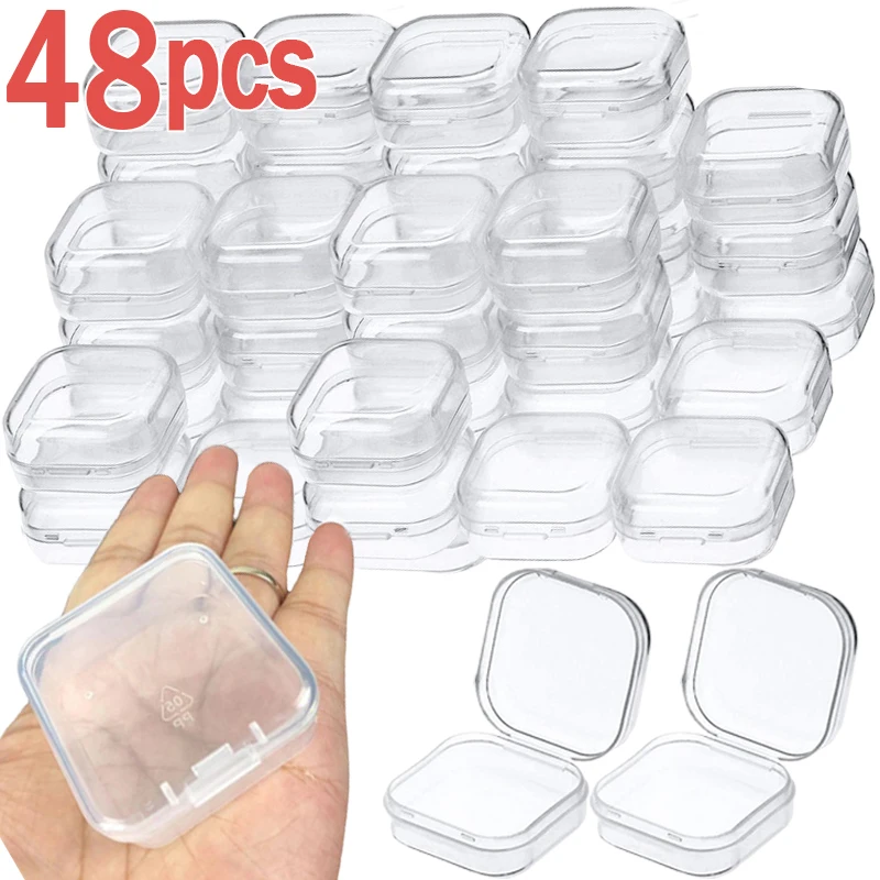 Top Trends: 6-48Pcs Clear Mini Containers Plastic Square Bead Storage Box For Beads Jewelry Crafts Board Game Pieces Organization Wholesale Shoppable Styles