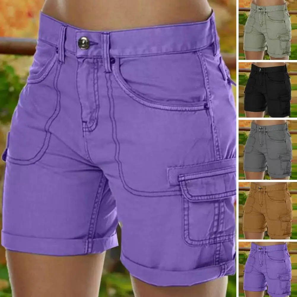 Top Trends: High Waist Button Flying Cargo Shorts Multiple Pockets Thin Sweat Absorbing Summer Wide Leg Casual Mini Shorts Streetwear Shoppable Styles