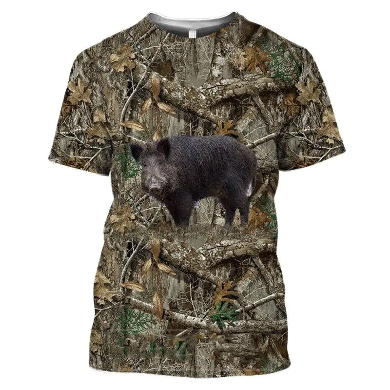 Top Trends: 3D Wild Boar Print T Shirt For Men Outdoor Jungle Hunt Reed Camouflage T-Shirt Casual O-neck Short Sleeve Funny Deer Pattern Tee Shoppable Styles - Image 5