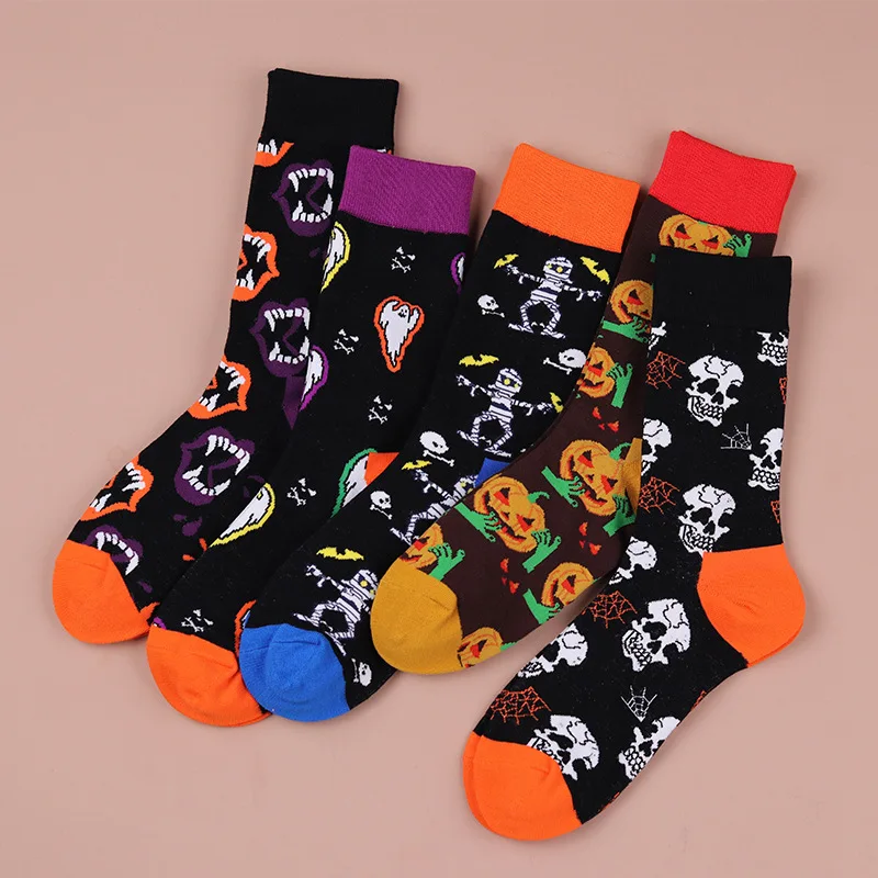 Top Trends: Cotton Mid-tube Couple Socks Halloween Socks Pumpkin Skull Men's And Women's Socks Shoppable Styles