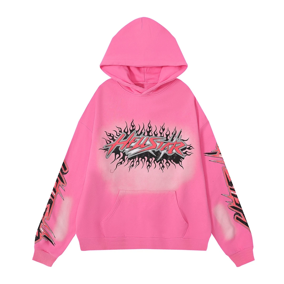 Top Trends: Hellstar Couple Style Hoodie Warm And Comfortable Men Women Pink Loose Hoodie Hip-hop Printed Pattern Shoppable Styles