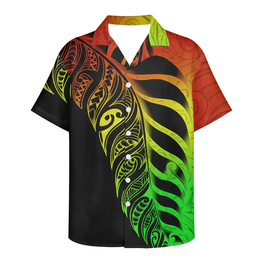 Top Trends: 2022 New Casual Business Polynesian Men's Shirts For Men Turn Down Collar Short Sleeve Tribal Tattoos Slim Fashion Tops Camisa Shoppable Styles - Image 3