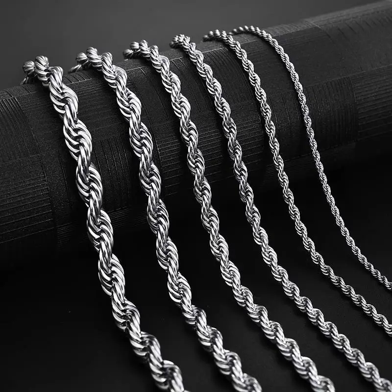 Top Trends: 925 Sterling Silver 2 / 3 / 4MM 16-24 Inches Rope Chain Necklace For Men Women Fashion Punk Wedding Party Gifts Jewelry Shoppable Styles