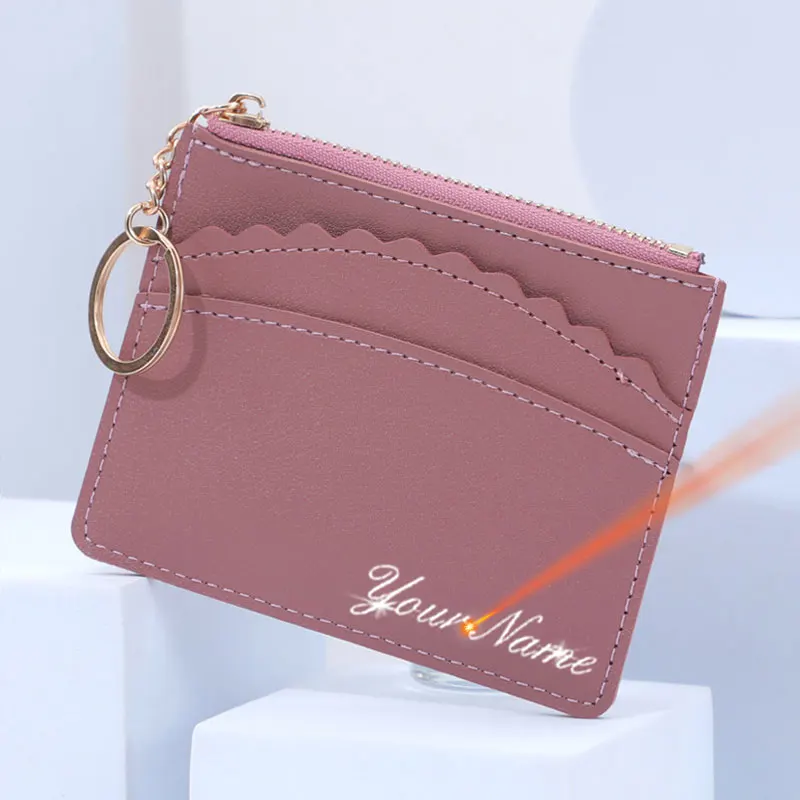 Top Trends: New Women Card Wallets Free Name Engraving Mini Short Card Holder Female Purses Small Slim Zipper Coin Pocket Wallet For Girls Shoppable Styles