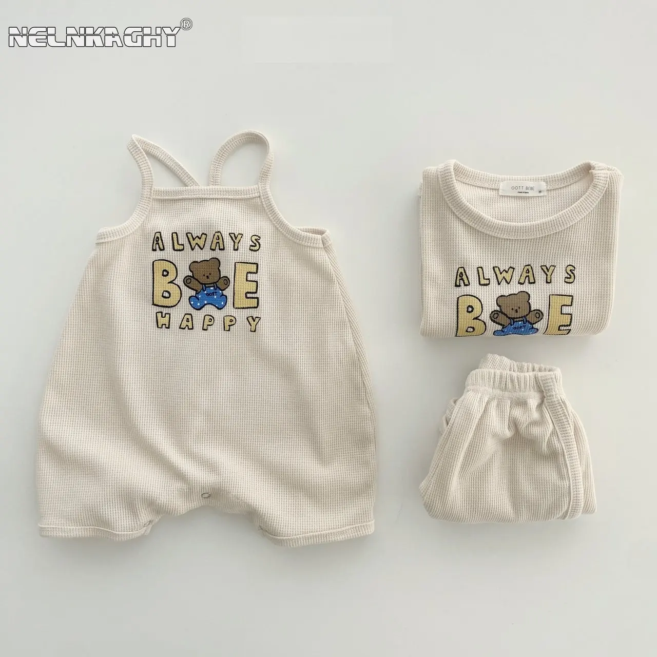 Top Trends: New In Summer Kid Baby Boys Girls Short Sleeve Print Bear Top T-shirts+ shorts Infant Newborn Sling Romper One-pieces Cotton 100% Shoppable Styles