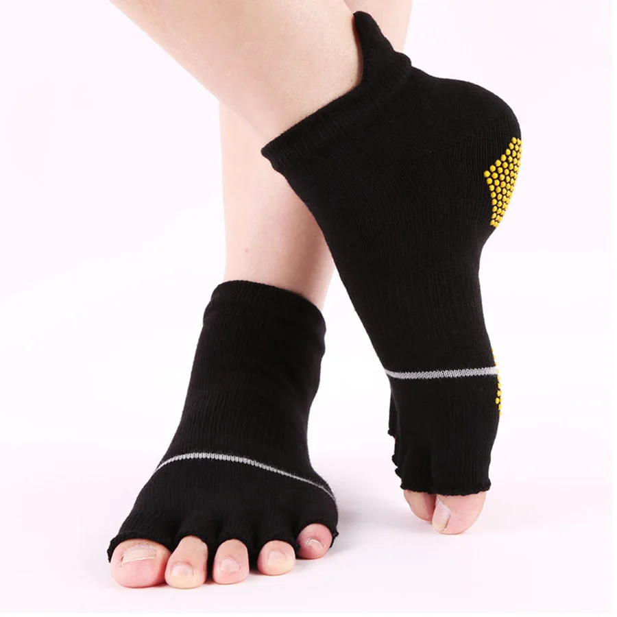 Top Trends: Professional Five Finger Yoga Socks Men Women Breathable Anti-Slip Pilates Socks Fitness Toeless Open Toe Socks For Ballet Dance Shoppable Styles