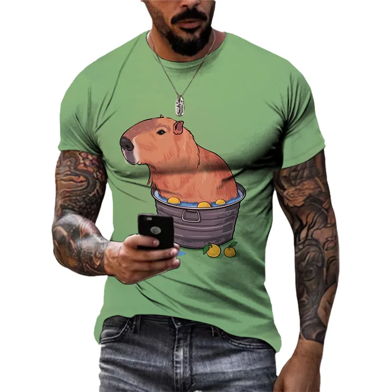 Top Trends: Summer Men's T-shirts 3d Cartoon Capybara Graphic Short Sleeve Tops Hip Hop Casual Fashion Streetwear O-neck Tees Male Clothing Shoppable Styles