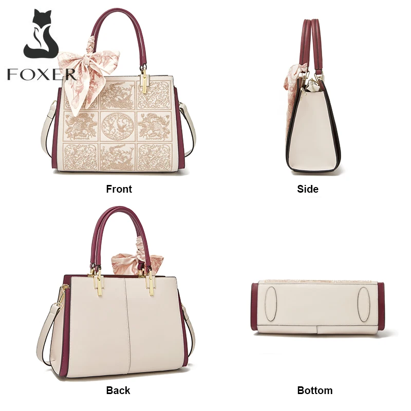 Top Trends: FOXER Office Commute Women Embroidery Printing Handbag Cowhide Leather Lady Top Handle Bag Mother's Gift Crossbody Shoulder Bags Shoppable Styles - Image 3