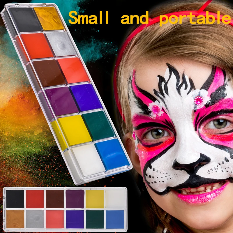 Top Trends: 12 Color Body Face Paint Wholesale Make Up Flash Tattoo Festival Painting Play Clown Halloween Makeup Face Paint Kids Toys Tool Shoppable Styles