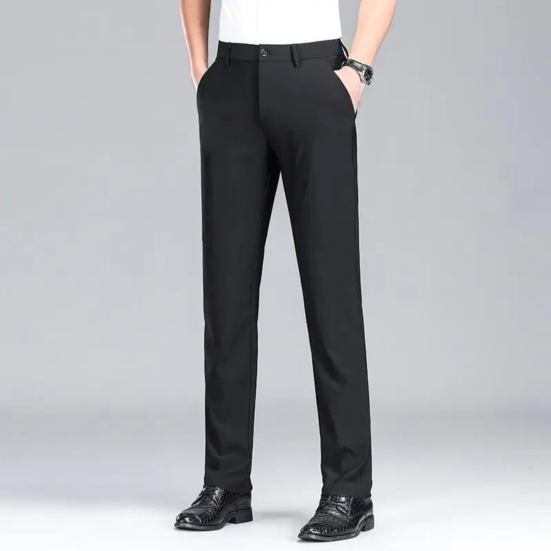 Top Trends: Solid Color Business Trousers For Men&#039;s Youth Professional Formal Attire Spring Summer Loose Fitting Straight Tube Casual Pants Shoppable Styles