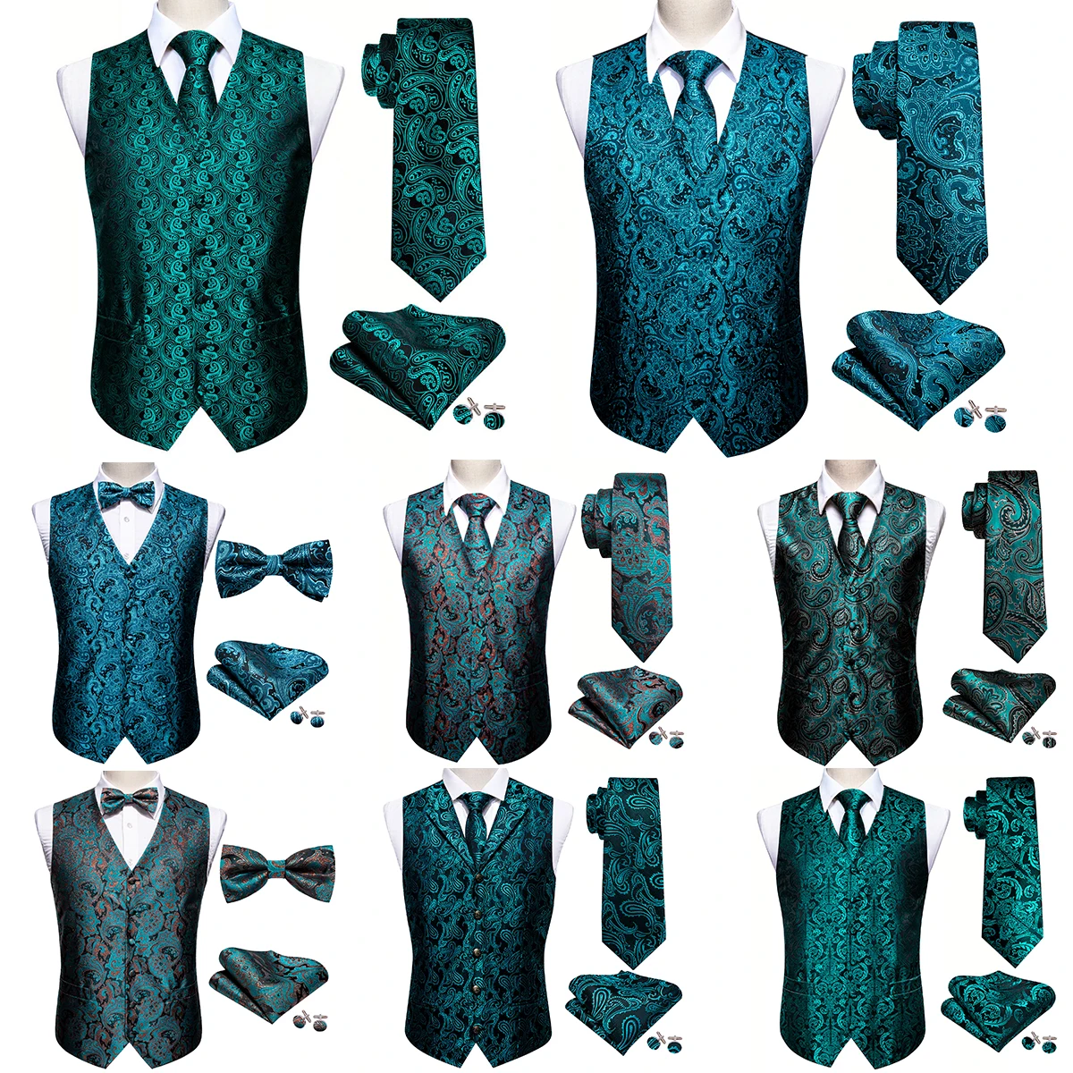 Top Trends: Elegant Mens Suit Vest Silk Green Teal Peacock Blue Turquoise Male Dresss Slim Fit Waistcoat Formal Jacket Gilet Barry Wang Shoppable Styles