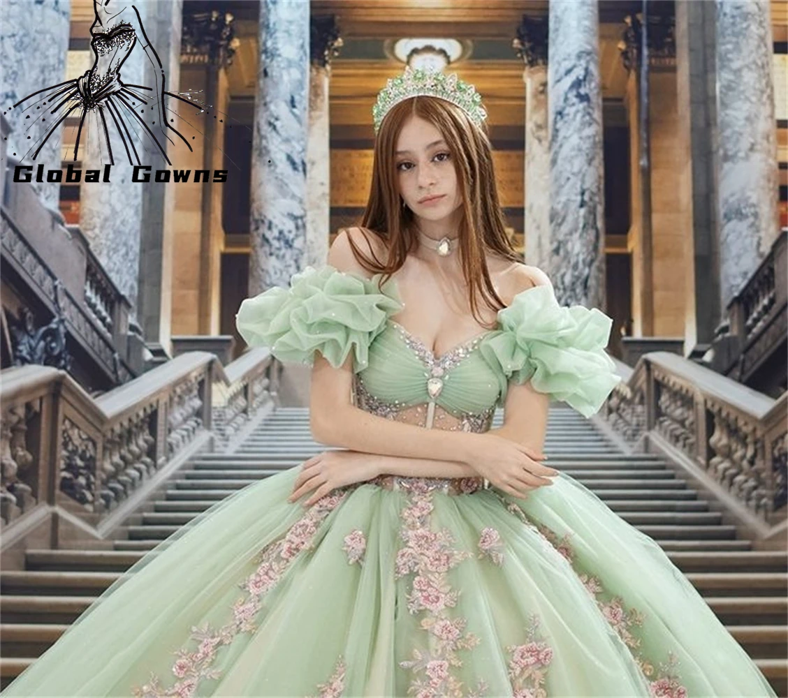 Top Trends: Mexico Off The Shoulder Ball Gown Quinceanera Dress For Girls Beaded Appliques Ruffles Birthday Party Gowns Sweet 16 Shoppable Styles