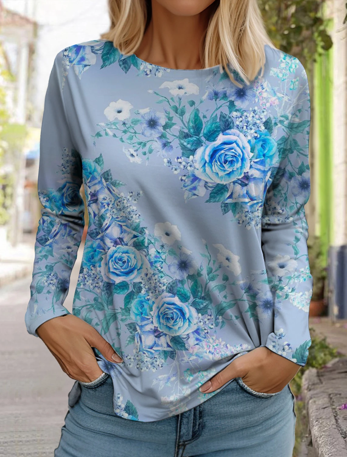 Top Trends: New Women's T-shirt 3D Floral Pattern Tees For Ladies Autumn O Neck Harajuku Long Sleeve Top Female Fashion Oversized Streetwear Shoppable Styles