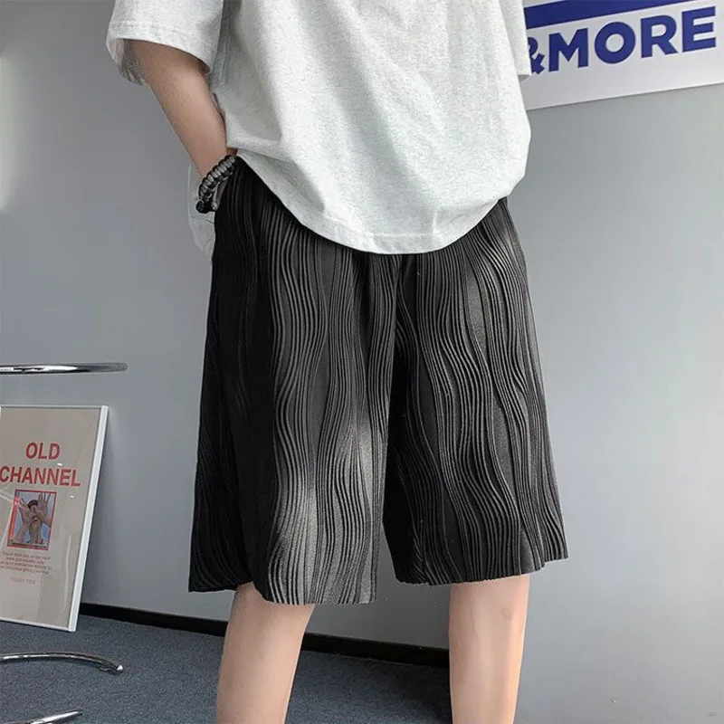 Top Trends: Casual Shorts For Men Korean Versatile Ice Shorts For Men Summer Men's Sports Gym Shorts Hombre Solid Loose Men's Black Shorts Shoppable Styles - Image 2