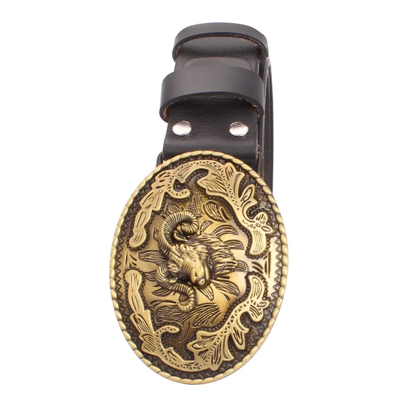 Top Trends: Fashion Belt Sheep Argali Golden Ram Head Buckle Cowskin Leather Goat Pattern Heavy Metal Rock Style Accessories Shoppable Styles - Image 2