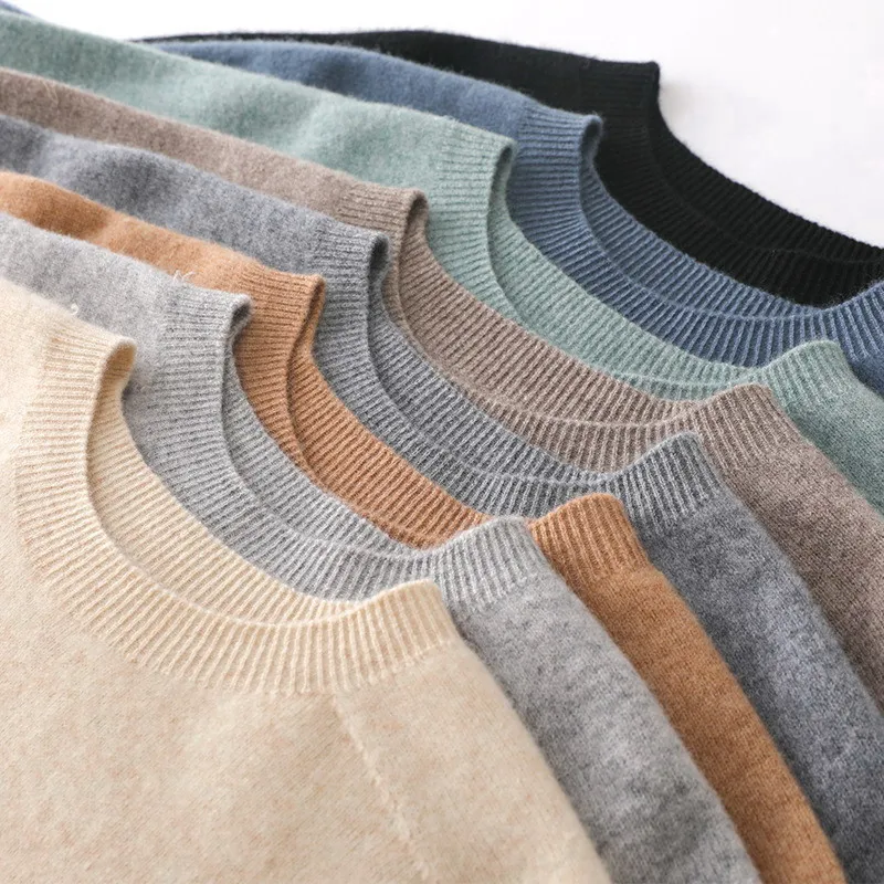 Top Trends: High Qualtity Oversized Cashmere Knitted O-neck T-shirt For Men Short Sleeve Tee Solid Color Trend Leisure Grey White Black Blue Shoppable Styles